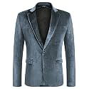 COOFANDY Men's Velvet Blazer Notched Lapel Velour Suit Jacket One Button Tuxedo Jackets for Wedding Prom Party Dinner