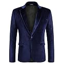 COOFANDY Men's Velvet Blazer Notched Lapel Velour Suit Jacket One Button Tuxedo Jackets for Wedding Prom Party Dinner