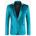 COOFANDY Men's Velvet Blazer Notched Lapel Velour Suit Jacket One Button Tuxedo Jackets for Wedding Prom Party Dinner