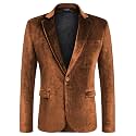 COOFANDY Men's Velvet Blazer Notched Lapel Velour Suit Jacket One Button Tuxedo Jackets for Wedding Prom Party Dinner