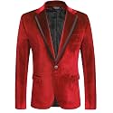COOFANDY Men's Velvet Blazer One Button Tuxedo Jacket Wedding Blazer Jacket