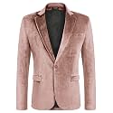 COOFANDY Men's Velvet Blazer Notched Lapel Velour Suit Jacket One Button Tuxedo Jackets for Wedding Prom Party Dinner