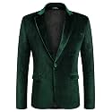 COOFANDY Men's Velvet Blazer Notched Lapel Velour Suit Jacket One Button Tuxedo Jackets for Wedding Prom Party Dinner