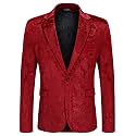 COOFANDY Men's Velvet Blazer Notched Lapel Velour Suit Jacket One Button Tuxedo Jackets for Wedding Prom Party Dinner