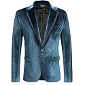 COOFANDY Men's Velvet Blazer One Button Tuxedo Jacket Wedding Blazer Jacket
