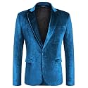 COOFANDY Men's Velvet Blazer Notched Lapel Velour Suit Jacket One Button Tuxedo Jackets for Wedding Prom Party Dinner