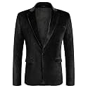 COOFANDY Men's Velvet Blazer Notched Lapel Velour Suit Jacket One Button Tuxedo Jackets for Wedding Prom Party Dinner