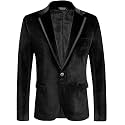 COOFANDY Men's Velvet Blazer One Button Tuxedo Jacket Wedding Blazer Jacket