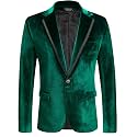 COOFANDY Men's Velvet Blazer One Button Tuxedo Jacket Wedding Blazer Jacket