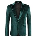 COOFANDY Men's Velvet Blazer Notched Lapel Velour Suit Jacket One Button Tuxedo Jackets for Wedding Prom Party Dinner
