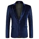 COOFANDY Men's Velvet Blazer Notched Lapel Velour Suit Jacket One Button Tuxedo Jackets for Wedding Prom Party Dinner