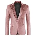 COOFANDY Men's Velvet Blazer Notched Lapel Velour Suit Jacket One Button Tuxedo Jackets for Wedding Prom Party Dinner
