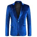 COOFANDY Men's Velvet Blazer Notched Lapel Velour Suit Jacket One Button Tuxedo Jackets for Wedding Prom Party Dinner