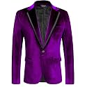 COOFANDY Men's Velvet Blazer One Button Tuxedo Jacket Wedding Blazer Jacket