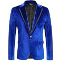 COOFANDY Men's Velvet Blazer One Button Tuxedo Jacket Wedding Blazer Jacket