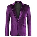 COOFANDY Men's Velvet Blazer Notched Lapel Velour Suit Jacket One Button Tuxedo Jackets for Wedding Prom Party Dinner