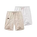 COOFANDY Men Linen Beach Shorts Casual Drawstring Summer Vacation Shorts