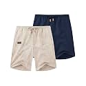COOFANDY Men Linen Beach Shorts Casual Drawstring Summer Vacation Shorts