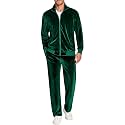 COOFANDY Mens 2 Piece Velour Tracksuit Full Zip Jackets Pants Velvet Jogging Suits Sweatsuit Set