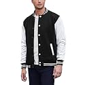 COOFANDY Mens Fashion Varsity Jackets Leather Sleeve Slim Fit College Baseball Letterman Bomber Coat