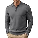 COOFANDY Mens Knit Polo Sweater Long Sleeve Polo Collared Pullover Sweaters