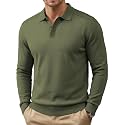 COOFANDY Mens Knit Polo Sweater Long Sleeve Polo Collared Pullover Sweaters