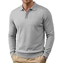 COOFANDY Mens Knit Polo Sweater Long Sleeve Polo Collared Pullover Sweaters
