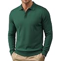 COOFANDY Mens Knit Polo Sweater Long Sleeve Polo Collared Pullover Sweaters