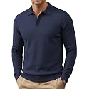 COOFANDY Mens Knit Polo Sweater Long Sleeve Polo Collared Pullover Sweaters