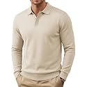COOFANDY Mens Knit Polo Sweater Long Sleeve Polo Collared Pullover Sweaters