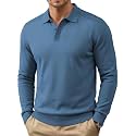 COOFANDY Mens Knit Polo Sweater Long Sleeve Polo Collared Pullover Sweaters