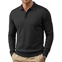 COOFANDY Mens Knit Polo Sweater Long Sleeve Polo Collared Pullover Sweaters