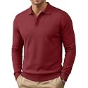 COOFANDY Mens Knit Polo Sweater Long Sleeve Polo Collared Pullover Sweaters