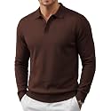 COOFANDY Mens Knit Polo Sweater Long Sleeve Polo Collared Pullover Sweaters