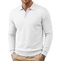 COOFANDY Mens Knit Polo Sweater Long Sleeve Polo Collared Pullover Sweaters