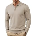 COOFANDY Mens Knit Polo Sweater Long Sleeve Polo Collared Pullover Sweaters
