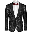 COOFANDY Mens Shiny Sequin Blazer Tuxedo Party