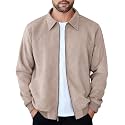 COOFANDY Mens Suede Jacket Casual Stylish Leather Bomber Jacket Lightweight