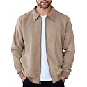 COOFANDY Mens Suede Jacket Casual Stylish Leather Bomber Jacket Lightweight