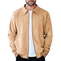 COOFANDY Mens Suede Jacket Casual Stylish Leather Bomber Jacket Lightweight