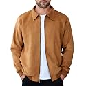 COOFANDY Mens Suede Jacket Casual Stylish Leather Bomber Jacket Lightweight