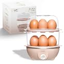 COOK WITH COLOR 350W Electric Double Layer Egg Cooker - Egg Boiler for Hard Boiled, Soft Boiled, and Omelettes, 6.1x6.1x8.7, Dusty Rose