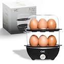 COOK WITH COLOR 350W Electric Double Layer Egg Cooker - Egg Boiler for Hard Boiled, Soft Boiled, and Omelettes, 6.1x6.1x8.7, Black