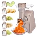 COOK WITH COLOR 5-in-1 Electric Slicer, 150W Food Prep Machine – Parmesan Shredder, Fine & Coarse Graters, Potato Grater, Vegetable Slicer, Compact Design for Bowl Prep, Warm Grey