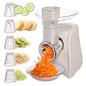 COOK WITH COLOR 5-in-1 Electric Slicer, 150W Food Prep Machine – Cheese Shredder, Fine &amp; Coarse Graters, Potato Grater, Vegetable Slicer, Fruit, Salad Shooter, Compact Design for Bowl Prep, Sand