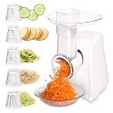 COOK WITH COLOR 5-in-1 Electric Slicer, 150W Food Prep Machine – Cheese Shredder, Fine &amp; Coarse Graters, Potato Grater, Vegetable Slicer, Fruit, Salad Shooter, Compact Design for Bowl Prep, Cream