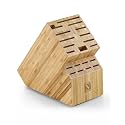 Cook N Home Bamboo Knife Block 20-Slot Universal Knife Holder Countertop