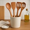Cooker&Mixer™ Bamboo Spatula Set of 4 – Handmade Natural Kitchen Utensils | Non-Stick Safe, Heat-Resistant, Eco-Friendly | Flippers, Turners, Scrapers & Servers