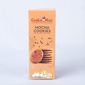cookieman coffee cookies with choco chips - 150g  rich coffee flavour biscuit paired with chocolate chips  freshly baked crunchy amp delicious biscuits energy boosting snack