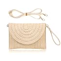 COOKOOKY Straw Clutch Handbag Summer Beach Straw Purse for Women woven Envelope Bag